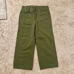 Unisex Kids Janie And Jack Olive Green Denim Pants Cargo Size 5T Loose